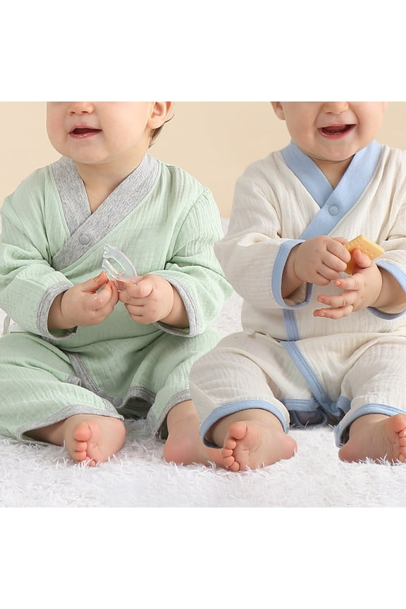 Kimono Baby Boy Girl Romper Long Sleeve Muslin Robe Newborn-24 Months Suitable for Autumn and Winter