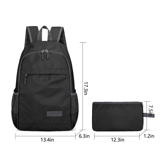 Mwjwdo Lightweight Foldable Nylon Casual Backpack, Multi-Pocket Water Resistant Daypack for Outdoor Sports Travel School Daily Carry Black
