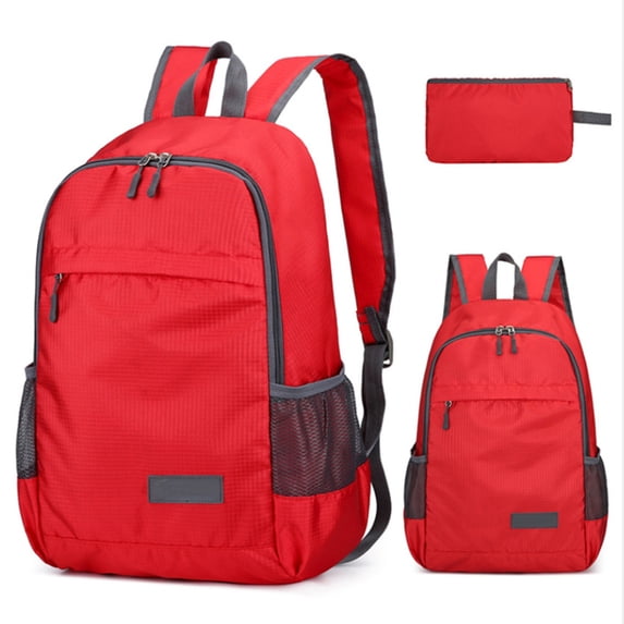 Mwjwdo Lightweight Foldable Nylon Casual Backpack, Multi-Pocket Water Resistant Daypack for Outdoor Sports Travel School Daily Carry Red