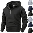 thumbnail image 1 of Mwjwdo Men Quarter Zip Hoodie Fleece Lightweight Mens Half Zip Pullover Long Sleeve Drop Shoulder Hooded Sweatshirt Gray XXL, 1 of 7