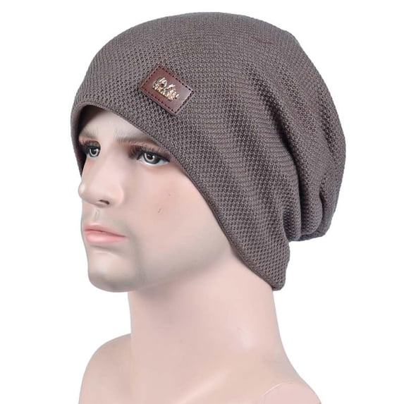 Mwjwdo Men’s Bluetooth Beanie Horizontal Stripe Built-In Audio Port Breathable Weave for Downtown Photo Trips Beige