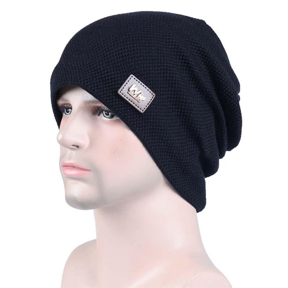 Mwjwdo Men’s Bluetooth Beanie Horizontal Stripe Built-In Audio Port Breathable Weave for Downtown Photo Trips Black