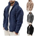thumbnail image 1 of Mwjwdo Men's Fuzzy Sherpa Jacket Cardigan Fleece Plush Long Sleeve Zip Up Thermal Casual Winter Warm Coat Outwear Pockets Dark Gray L, 1 of 9