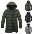 thumbnail image 1 of Mwjwdo Men's Hood Puffy Quilted Jacket Winter Warm Long Puffer Coat Windproof Full Zip Thicken Outerwear with Pockets Black M, 1 of 7