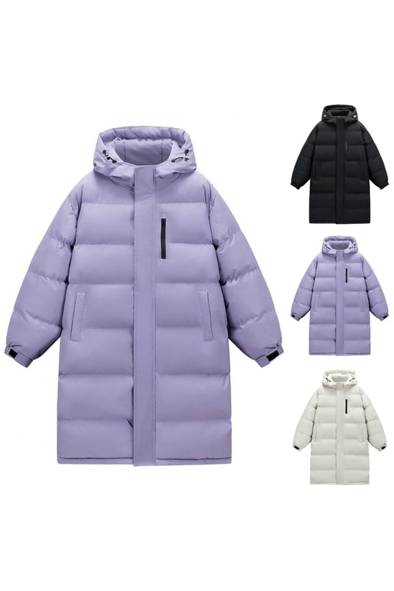 Men's Long Thicken Padded Down Coats Winter Warm Quilted Puffer Jacket Full Zip Casual Insulated Outerwear White XL