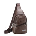 thumbnail image 1 of Mwjwdo Men's Soft PU Leather Business Chest Bag, Minimalist Multi-Pocket Crossbody Sling Purse for Work & Daily Commute Brown, 1 of 4