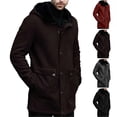 thumbnail image 1 of Mwjwdo Men's Vintage Faux Suede Long Jakcets Sherpa Fleece Lined Outdoor Retro Faux Leather Trench Hooded Coats Outwear Red XL, 1 of 9