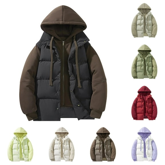 Mwjwdo Men's Waterproof Ski Jacket 2 in 1 Winter Snow Coat Windproof Hooded Mountain Raincoat Fleece Liner Outwear Black L