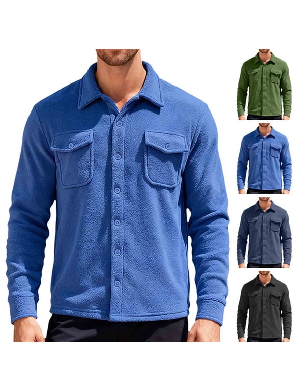 Mens Sherpa Fleece Lined Shirt Jackets for Winter Warm Thick Button Up Collared Flannel Jacket with Multi Pockets Army Green XL