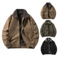 thumbnail image 1 of Mwjwdo Mens Winter Jacket 2025 Casual Long Sleeve Fleece Lined Jackets Warm Soft Coats Loose Fit Outwear Jacket Army Green XXXXL, 1 of 9