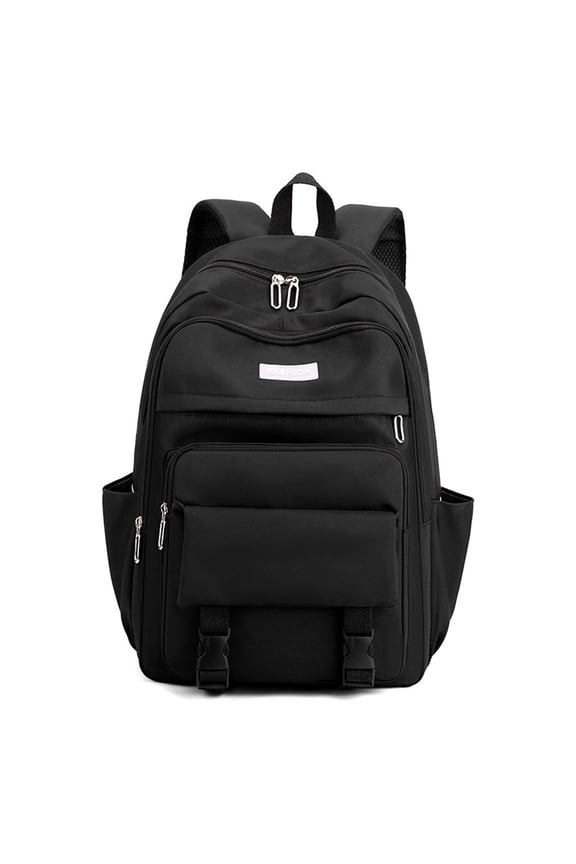 Multi-Pocket Casual Student Backpack, Lightweight Padded Laptop Daypack for School Travel & Outdoor Daily Use Black