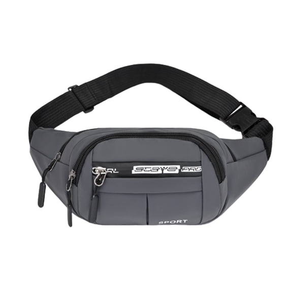Mwjwdo Multi-Pocket Water Resistant Waist Fanny Pack, Adjustable Strap Casual Crossbody Belt Bag for Running Sports Travel Daily Use Gray