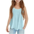 thumbnail image 1 of Mwjwdo Girls Eyelet Tank Tops Summer Sleeveless Camisole Spaghetti Strap Beach Casual Loose Flowy Vest Children's Tops Blue 14 Years, 1 of 8