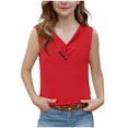 thumbnail image 1 of Mwjwdo Girls V-Neck Tank Tops Summer Sleeveless Tunic Shirts Children's Solid Color Casual Button Cotton Vest Red 5 Years, 1 of 7