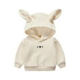 thumbnail image 1 of Mwjwdo Toddler Baby Boy Girl Fall Outfit Long Rabbit Ear Hoodie Sweatshirt Pullover Long Sleeve Cute Bunny Outfit Tops Beige 9 Months, 1 of 4