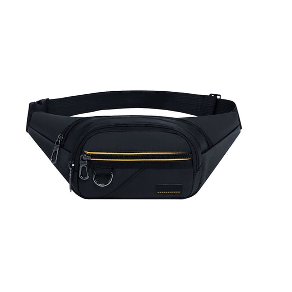 Mwjwdo Striped Zipper Oxford Casual Fanny Pack, Adjustable Strap Crossbody Waist Bag for Men Sports Daily Errands Black