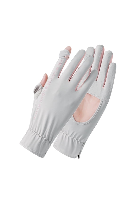 Sun-Protection Flip-Top Gloves Half Exposed Fingers Anti-Slip Palm Patch For Road Rides Gray