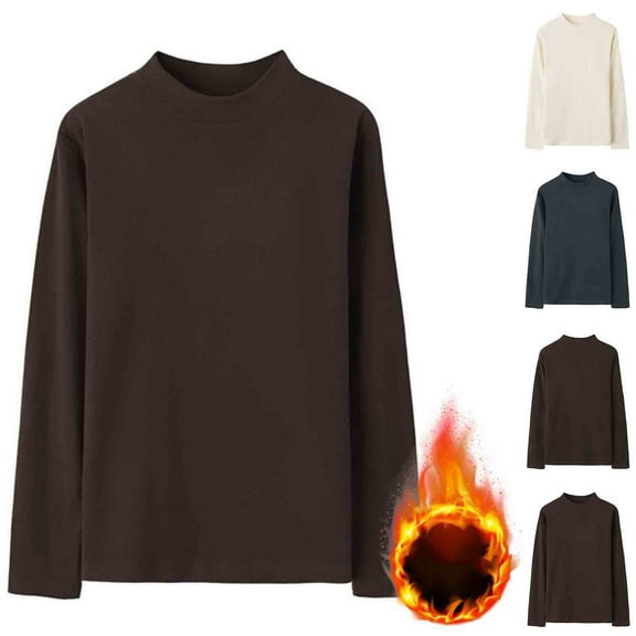 Mwjwdo Thermal Undershirt for Men Long Sleeve Fleece Lined Base Layer Lightweight Athletic Undershirts Winter Tops Dark Gray XXL