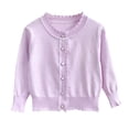 thumbnail image 1 of Mwjwdo Toddler Baby Girls Knit Cardigan Sweaters Button Closure Outwear Solid Fall Winter Clothes Warm Jacket Purple 2 Years, 1 of 3