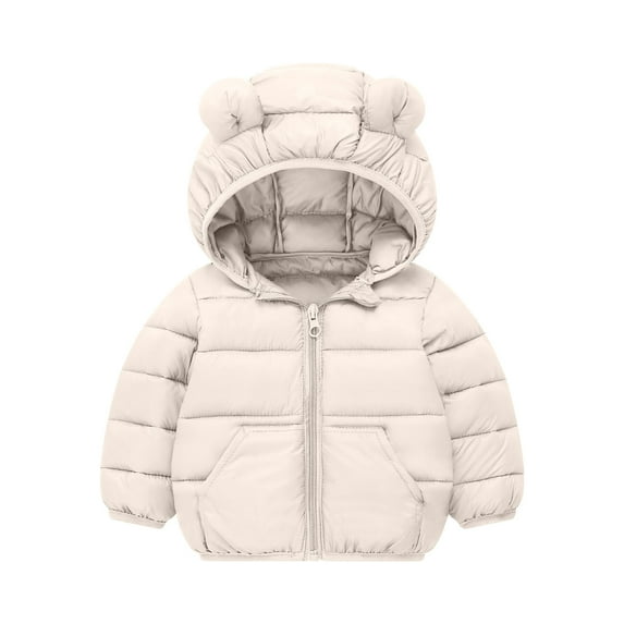 Mwjwdo Toddler Girls Cute Ears Puffer Jacket Lightweight Zip Up Hoodies Kids Boys Fall Winter Outerwear Down Coats White 4 Years