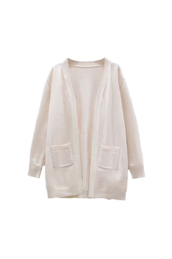 Toddler Girls Long Cardigan Sweaters Lightweight Open Front Duster Knit Fashion Sweater Coats Trendy Cardigans with Pocket Beige 10 Years