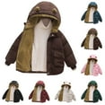 thumbnail image 1 of Mwjwdo Toddler Winter Coat Boys Girls Down Jacket Hooded Fleece Warm Outwear 3D Ear Padded Puffer Jacket With Pockets 1-6Y, 1 of 7