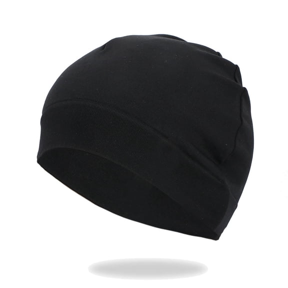Mwjwdo Unisex Minimal Thin Slouch Skull Cap Seamless Single Light Layer for Daily Office Runs Black