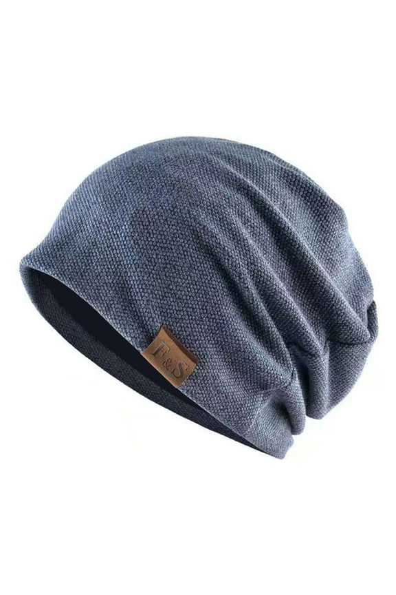 Unisex Multi-Tone Slouch Beanie Ruched Leather Tag Multi-Pack Soft Fabric for Indoor Relax Blue
