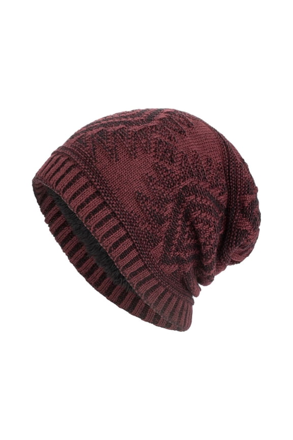 Unisex Oversized Slouch Beanie Embossed Marled Tone Ventilated Weave for Block Styling Red