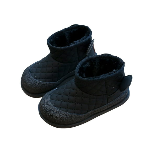 Mwjwdo Warm Girls Snow Boots Thickened Fleece-Lined Casual Unisex Winter Footwear for Toddlers and Kids Comfortable Insulated Boots Outdoor Winter Activities Black 27