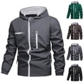 thumbnail image 1 of Mwjwdo Waterproof Rain Jackets for Men Fashion Lightweight Hooded Long Sleeve Coats with Pockets Hiking Golf Fishing Dark Blue L, 1 of 8