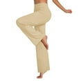 thumbnail image 1 of Mwjwdo Wide Leg Pants for Women Loose Yoga Pants with Pockets Petite/Regular/Tall Stretch Casual Lounge Pants Beige XL, 1 of 10