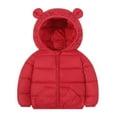 thumbnail image 1 of Mwjwdo Winter Coats Puffer Padded Jacket for Toddler Boys Girls Kids Light Outwear Cute Bear Ears with Hoods Clothing Red 6 Years, 1 of 8