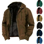 MWJWDO Winter Jackets for Men with Hood Thicken Warm Sherpa Fleece Lined Tactical Jacket Casual Zip Up Coats Outwear 2025 Black XXXXL
