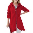 thumbnail image 1 of Mwjwdo Women Zip Up Hoodies Zipper Long Hooded Jackets Solid Casual Tunic Sweatshirt Trendy Winter Outfits Clothes 2025 Red 3 Years, 1 of 5