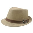 thumbnail image 1 of Mwjwdo Women’s Casual Fedora Hat with Leather Buckle Band Fine Woven Short Brim Molded Crown for City Parades Yellow, 1 of 2