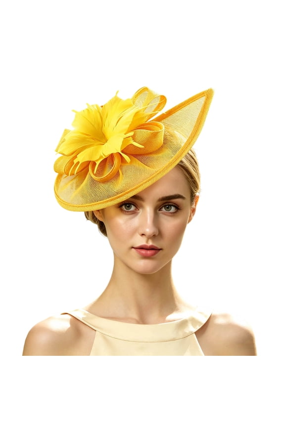 Women’s Contrast Ribbon Wide Brim Fedora with Shape Retaining Crown for Ranch Tours Yellow