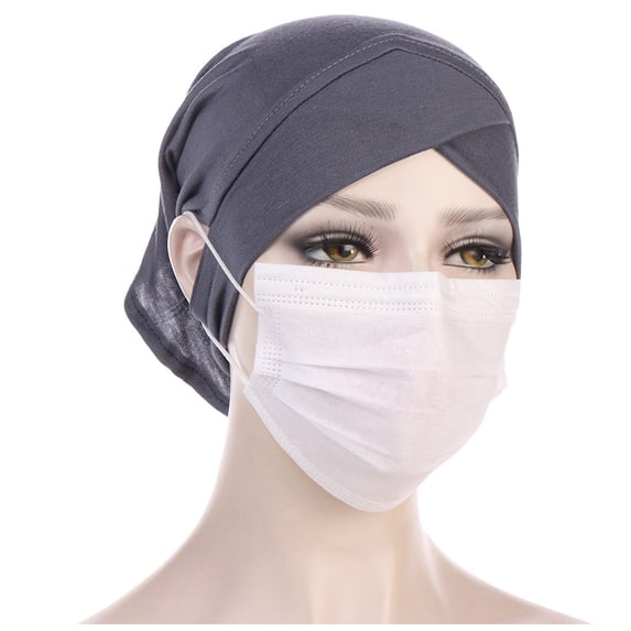 Mwjwdo Women’s Cross Wrap Medical Head Cover with Side Drape Tailoring for Clinic Shifts Gray