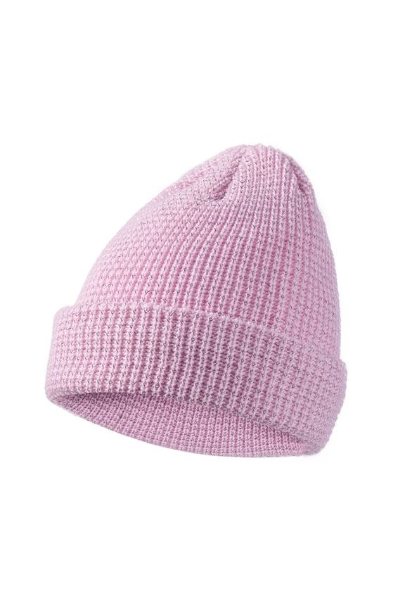 Women’s Daily Rib Beanie Wide Fold Elastic Close-Stretch Band for Grocery Runs Pink