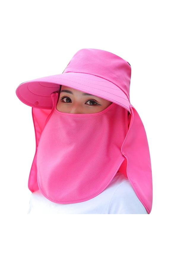 Women’s Detachable Face Neck Full Cover Outdoor Cap with Side Snap Fastener for Woodland Harvests Pink