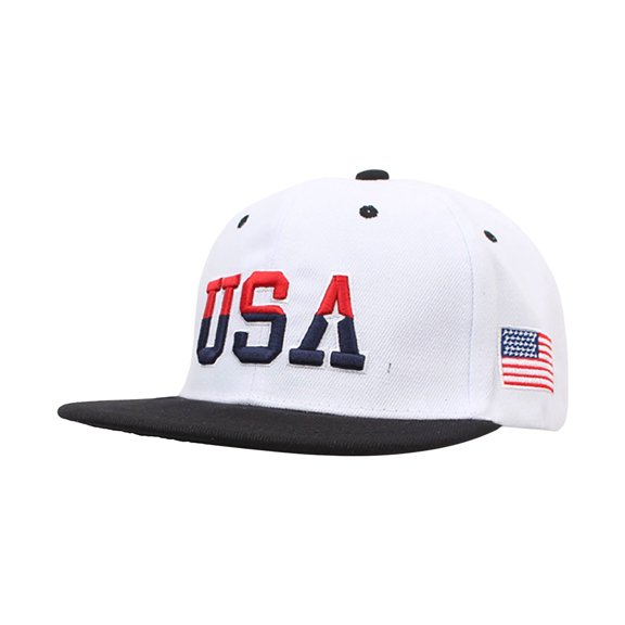 Mwjwdo Women’s Embroidered Flat Brim Baseball Cap with Flag Patch Ornament for Game Venues Multicolor