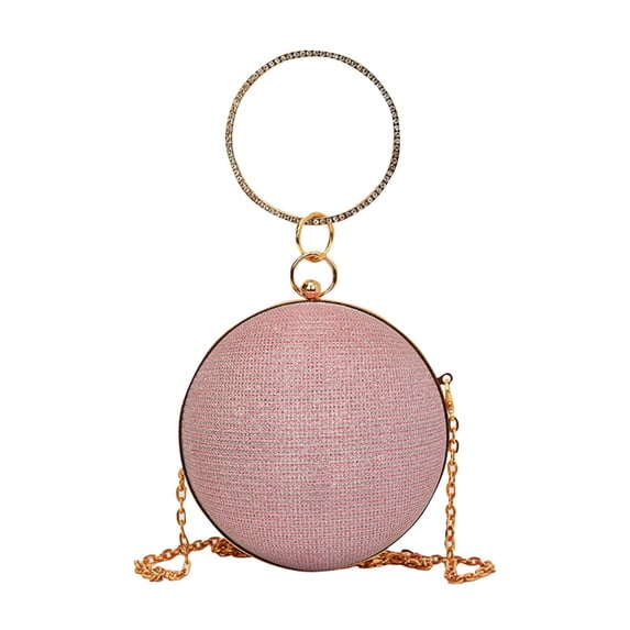 Mwjwdo Women's Evening Glitter Chain Tote Crossbody Purse, Elegant Clutch Handbag for Wedding Party & Formal Occasion Pink