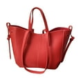 thumbnail image 1 of Mwjwdo Women's Fall Textured Leather Tote Bag, Vintage Multi-way Shoulder & Crossbody Handbag for Casual Daily Outfit Red, 1 of 4