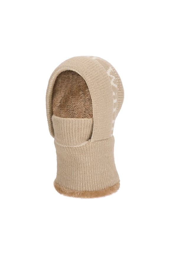 Women’s Fleece-Lined Printed Knit Balaclava Full-Face Wide Eye Opening for Forest Hikes Yellow