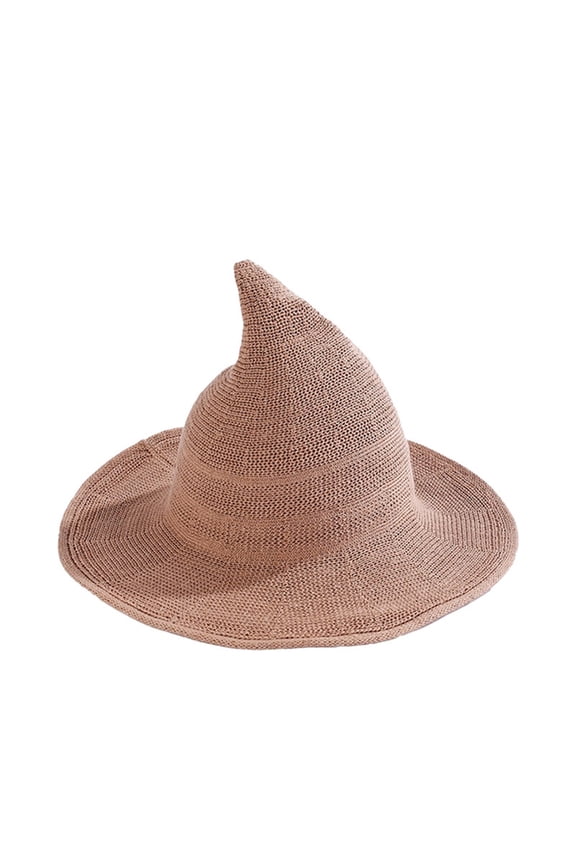 Women’s Foldable Pointed Witch Headwear with Stretch Inner Band and Bendable Peak, Wide Flat Brim for Street Markets Yellow