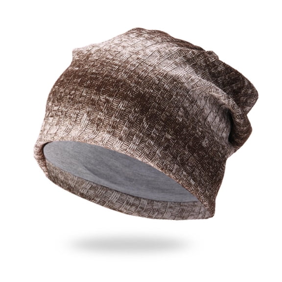 Mwjwdo Women’s Gradient Heather Vertical-Rib Oversized Slouch Turban Dual Inner Layers for Grocery Runs Brown