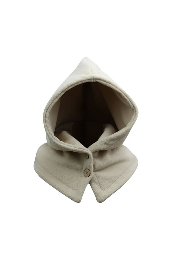 Women’s Integrated Hooded Neck Wrap Dual-Button Closure Loose Summit for Riverside Walks Beige