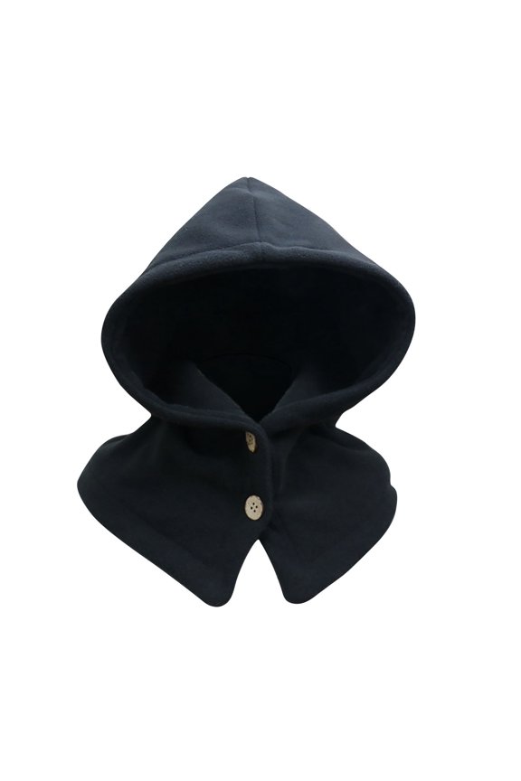 Women’s Integrated Hooded Neck Wrap Dual-Button Closure Loose Summit for Riverside Walks Black