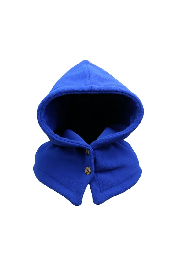 Women’s Integrated Hooded Neck Wrap Dual-Button Closure Loose Summit for Riverside Walks Blue