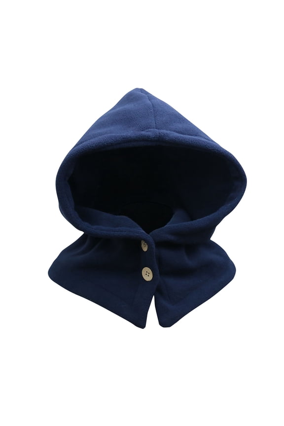 Women’s Integrated Hooded Neck Wrap Dual-Button Closure Loose Summit for Riverside Walks Blue